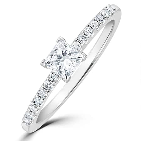 Princess Cut Lab Diamond Engagement Ring 0.25ct H/Si in 9K White Gold