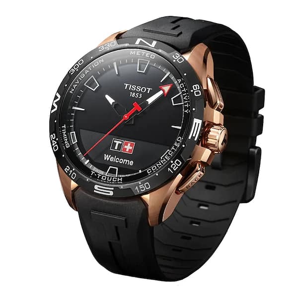 Tissot T-Touch Connect Solar Smartwatch Titan PVD Rosé mit schwarzem Kautschukarmband - Image 3