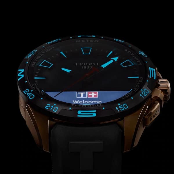 Tissot T-Touch Connect Solar Smartwatch Titan PVD Rosé mit schwarzem Kautschukarmband - Image 6