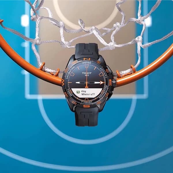 Tissot T-Touch Connect Solar Smartwatch Titan Schwarz – Orange mit schwarzem Kautschukarmband – Image 5